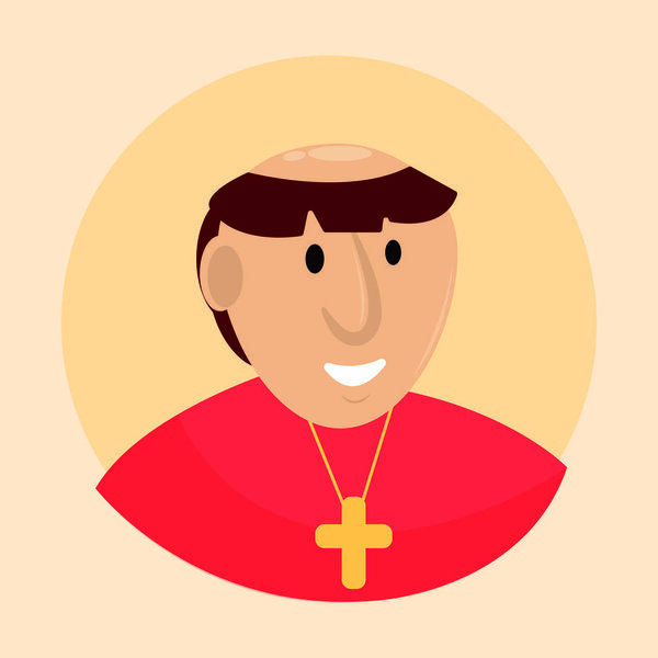 Isolated cute priest medieval character Vector illustration