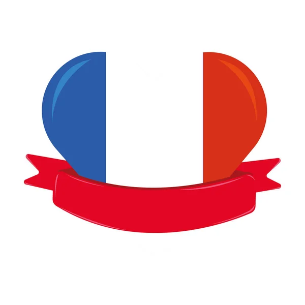 Forma Isolada Coração Com Uma Bandeira França Ilustração Vetorial — Vetor de Stock