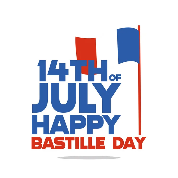 Cartel Coloreado Del Día Bastilla Feliz Con Bandera Francia Vector — Vector de stock