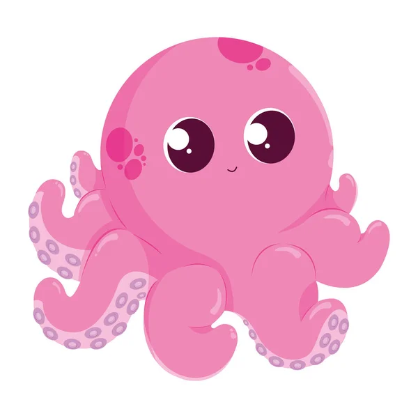Octopus Roxo Alien Bonito Infantil Plana Vector Brilhante Cor