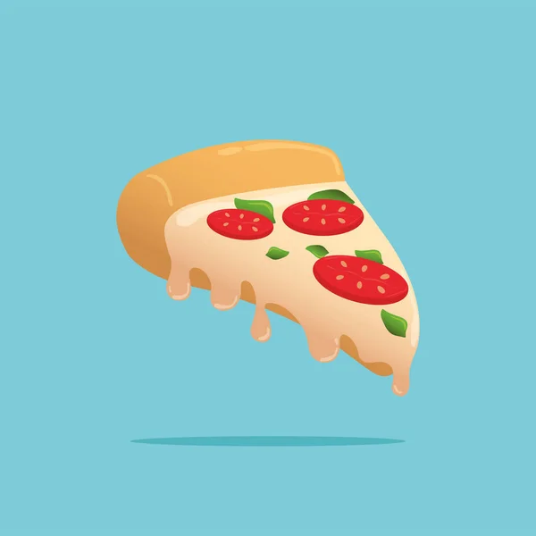 Isolerad Pizza Med Ost Och Pepperoni Snabbmat Vektor Illustration — Stock vektor