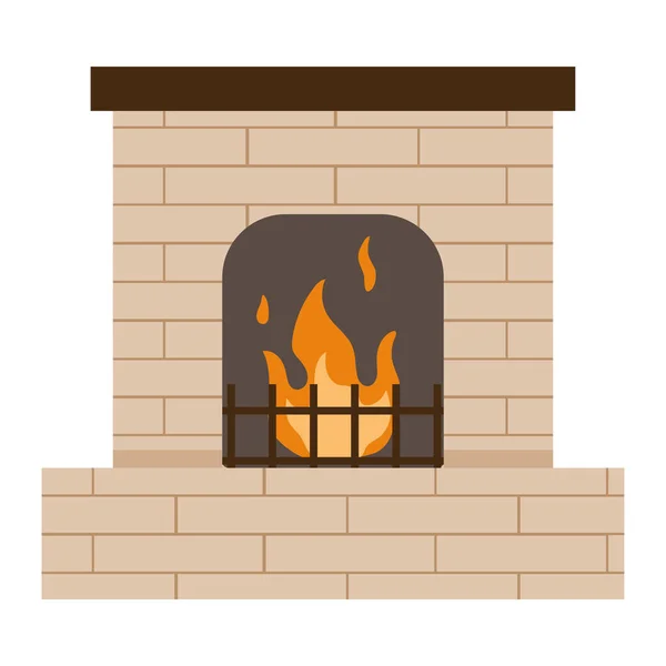 Isolated Colored Fireplace Icon Flat Design Vector Illustration — Stock Vector