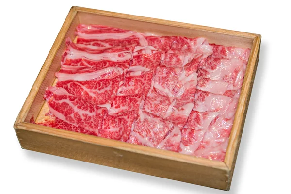 Високоякісна нарізана яловичина Хіда ваг'ю ізольована на білому тлі Стокове Зображення