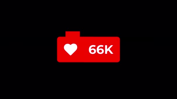 Icon Love Tellen Voor Social Media 100K Houdt Van Transparant — Stockvideo