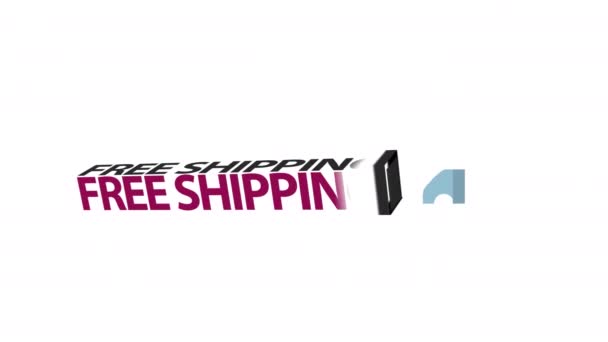 Free Shipping Word Animation Motion Graphic Video Alpha Channel Transparent — Stock Video