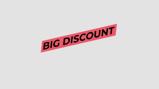 Big Discount Word Animation Motion Graphic Video Alpha Channel Transparent — Stock Video