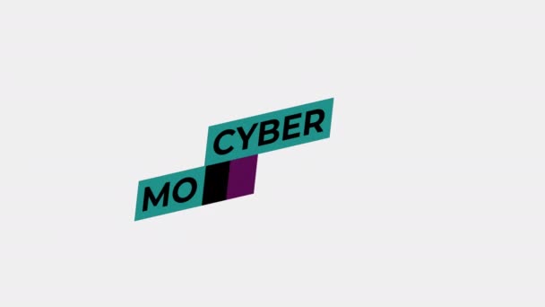 Cyber Måndag Försäljning Ord Animation Rörelse Grafisk Video Med Alpha — Stockvideo