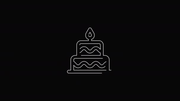 Iconos Cumpleaños Pastel Fondo Transparente Candel Con Alpha Channel — Vídeos de Stock