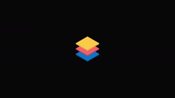 Kolorowe Ikony Warstwy Folderu Przesłać Przejrzyste Tło Alpha Channel — Wideo stockowe