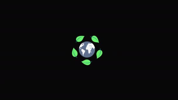 Icônes Colorées Globe Dans Monde Entier Terre Planète Fond Transparent — Video