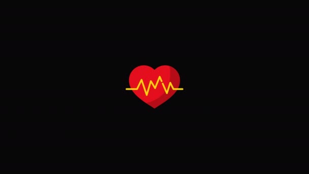 Coloridos Iconos Ambulancia Cerebro Latidos Del Corazón Cardio Fondo Transparente — Vídeos de Stock