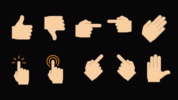 Iconos Coloridos Del Pulgar Aplauso Emoji Fondo Transparente Con Alpha — Vídeos de Stock