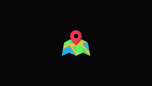 Iconos Colores Ubicación Mapa Fondo Transparente Con Alpha Channel — Vídeo de stock