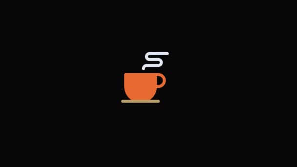 Iconos Colores Taza Café Calendario Fondo Transparente Con Alpha Channel — Vídeo de stock