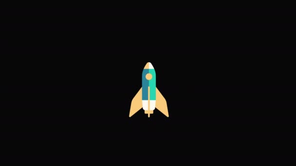 Colorful Icons Spaceship Rocket Transparent Background Alpha Channel — Stock Video