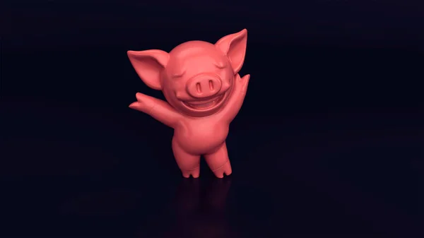 Pink Color Cute Piggy Bank Black Background — Stock Photo, Image