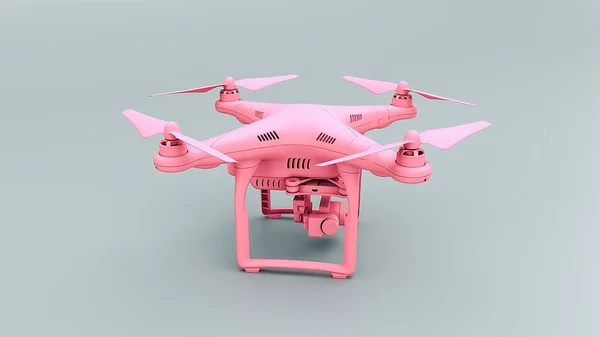 Render Modern Pink Color Remote Control Air Drone Flying Action — Stock Photo, Image