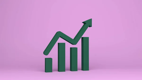 Render Successful Business Bar Graph Chart Rising Arrow — Stok fotoğraf