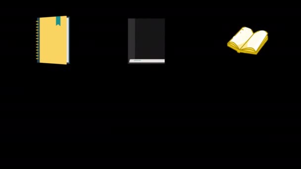 Bücher Icons Set Animation Mit Alphakanal — Stockvideo