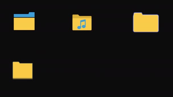 Computer Ordner Icons Animation Transparenten Hintergrund Setzen — Stockvideo