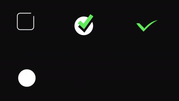 Проверьте Отмечает Набор Значков Анимации Прозрачный Фон — стоковое видео