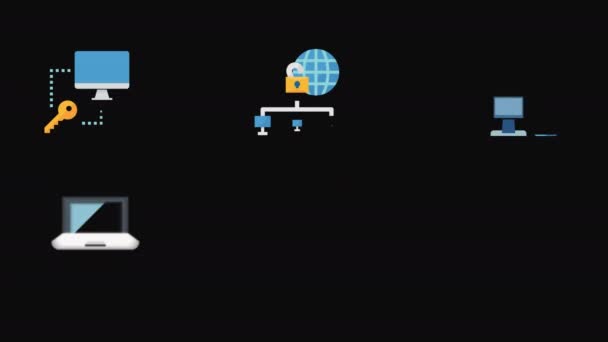 Ikony Stolního Počítače Nastavit Průhledné Pozadí Animace — Stock video