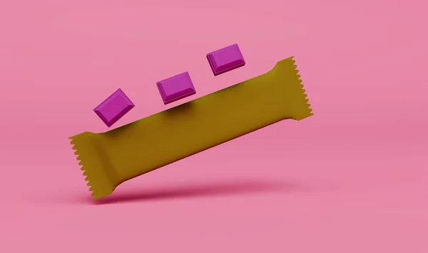 Шоколадна Упаковка Шоколадним Рендером Рожевому Кольоровому Фоні — стокове фото