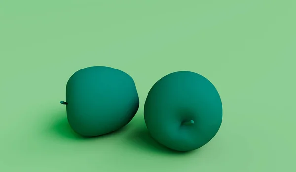 緑の有機リンゴのアイコン3Dレンダリング — ストック写真