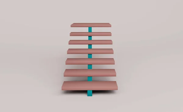 3D浅粉背景的深粉楼梯 — 图库照片
