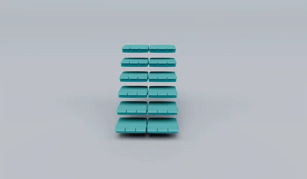 3Dレンダリングゴーストグレーの噴水の青い色の階段の背景 — ストック写真
