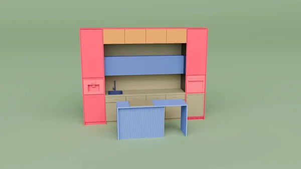 Gabinete Cocina Render Ilustración —  Fotos de Stock