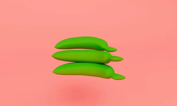 Zöld Szín Banán Renderelés Mona Lisa Színes Háttér — Stock Fotó