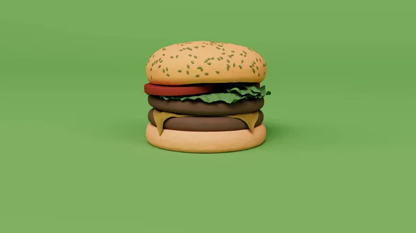 Hamburger Fast Food Hamburger Con Carne Formaggi Pomodoro Rendering — Foto Stock