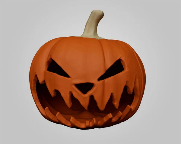 Rendering Halloween Pumpkin Evil Face Minimal Abstract Background — Stockfoto