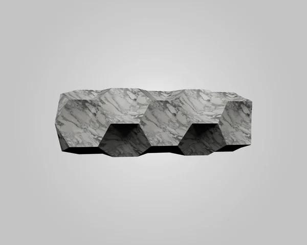 Marble Hexagon Shape Object Render Abstract Design Element Minimalist Concept — ストック写真