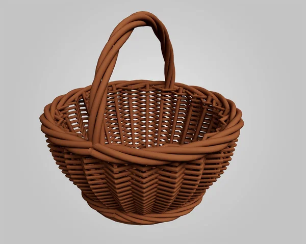 Handmade Wooden Basket Render Abstract Design Element Minimalist Concept — Stock Fotó