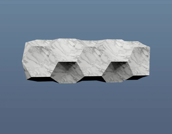Marble Hexagon Shape Object Render Abstract Design Element Minimalist Concept — Stockfoto