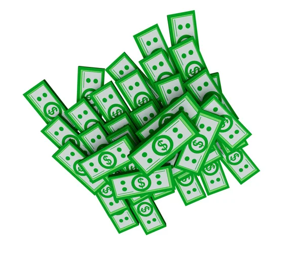 Minimalna Ilustracja Zielonego Stosu Pieniędzy — Zdjęcie stockowe