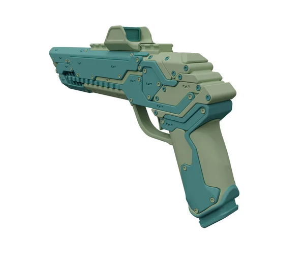 Illustration Sci Futuristic Gun Weapon Science Fiction Tech Laser Pistol — 图库照片