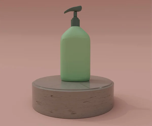 Ilustração Mínima Shampoo Mão Desinfetante Garrafa Mockup — Fotografia de Stock