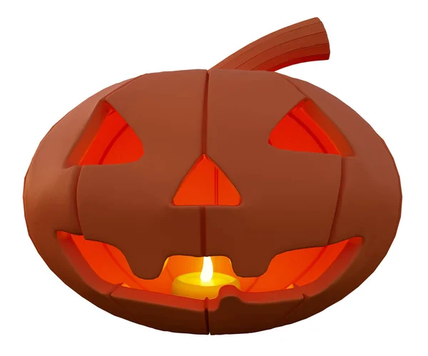 Illustration Halloween Pumpkin Candle Glowing Front View Halloween Background Design — Stockfoto