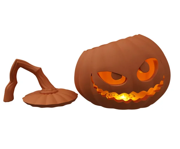 Illustration Halloween Pumpkin Candle Glowing Front View Halloween Background Design — ストック写真