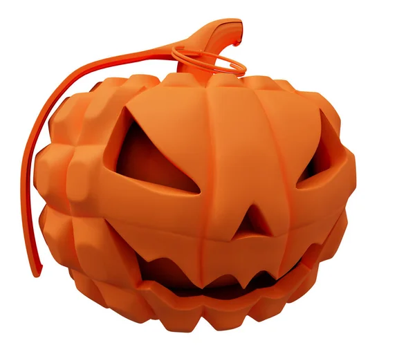 Rendering Grenade Halloween Pumpkin Front View Minimal Halloween Background — Fotografia de Stock