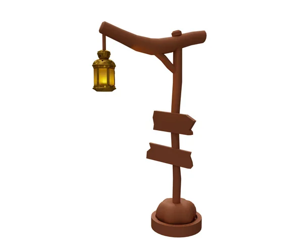Illustration Lamp Post Ramadan Kareem Illuminated Lantern Lamp — Stockfoto