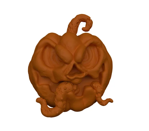 Rendering Halloween Pumpkin Scary Face Minimal Halloween Background — стоковое фото