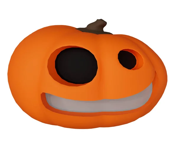 Rendering Halloween Pumpkin Black Eyes White Mouth Minimal Halloween Background — Zdjęcie stockowe