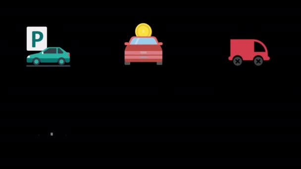 Car Icon Set Motion Graphic Animation Vehicle Transparent Background — Vídeos de Stock