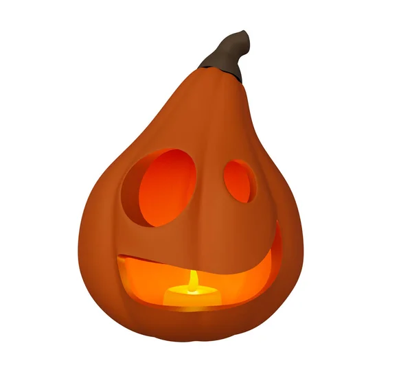 Halloween Concept Candle Glowing Pumpkin Illustration Halloween Pumpkin Character — 스톡 사진