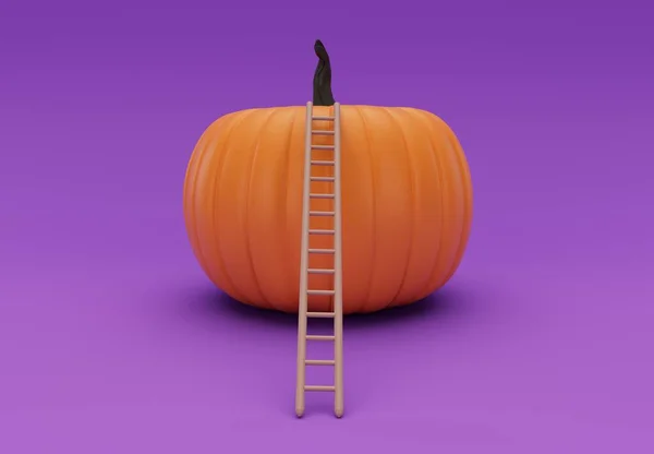 Rendering Climb Halloween Pumpkin Ladder Minimal Halloween Background Design Element — Photo