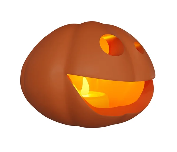 Halloween Concept Candle Glowing Pumpkin Illustration Halloween Pumpkin Character — Zdjęcie stockowe